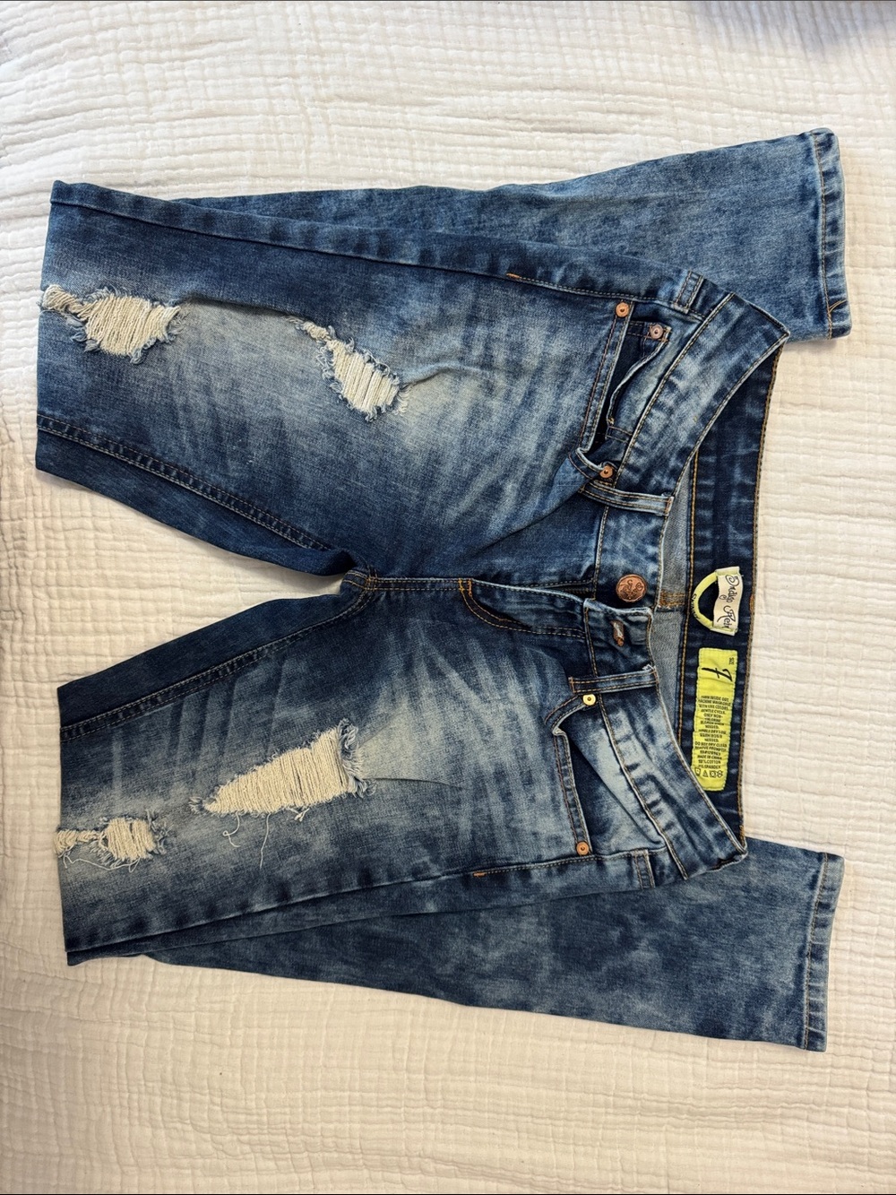 Blue Distressed Women's Jeans - Classic Mid Wash